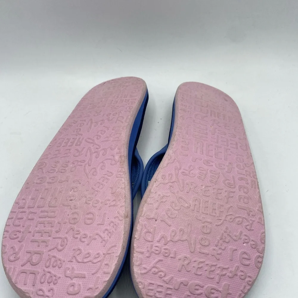 Reef Blue and Pink Flip Flops girls size 6